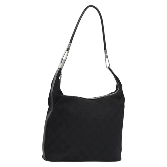 GUCCI GG Canvas Tote Bag Black Silver 01234 Auth bs22941 - Picture 1 of 16